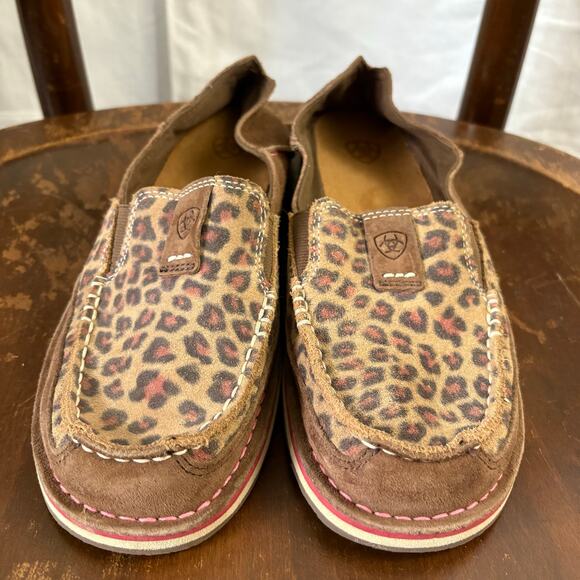 Ariat  Leopard Suede Brown Pink Slip On Cruiser Loafers Shoes Size 8 B - Picture 7 of 7